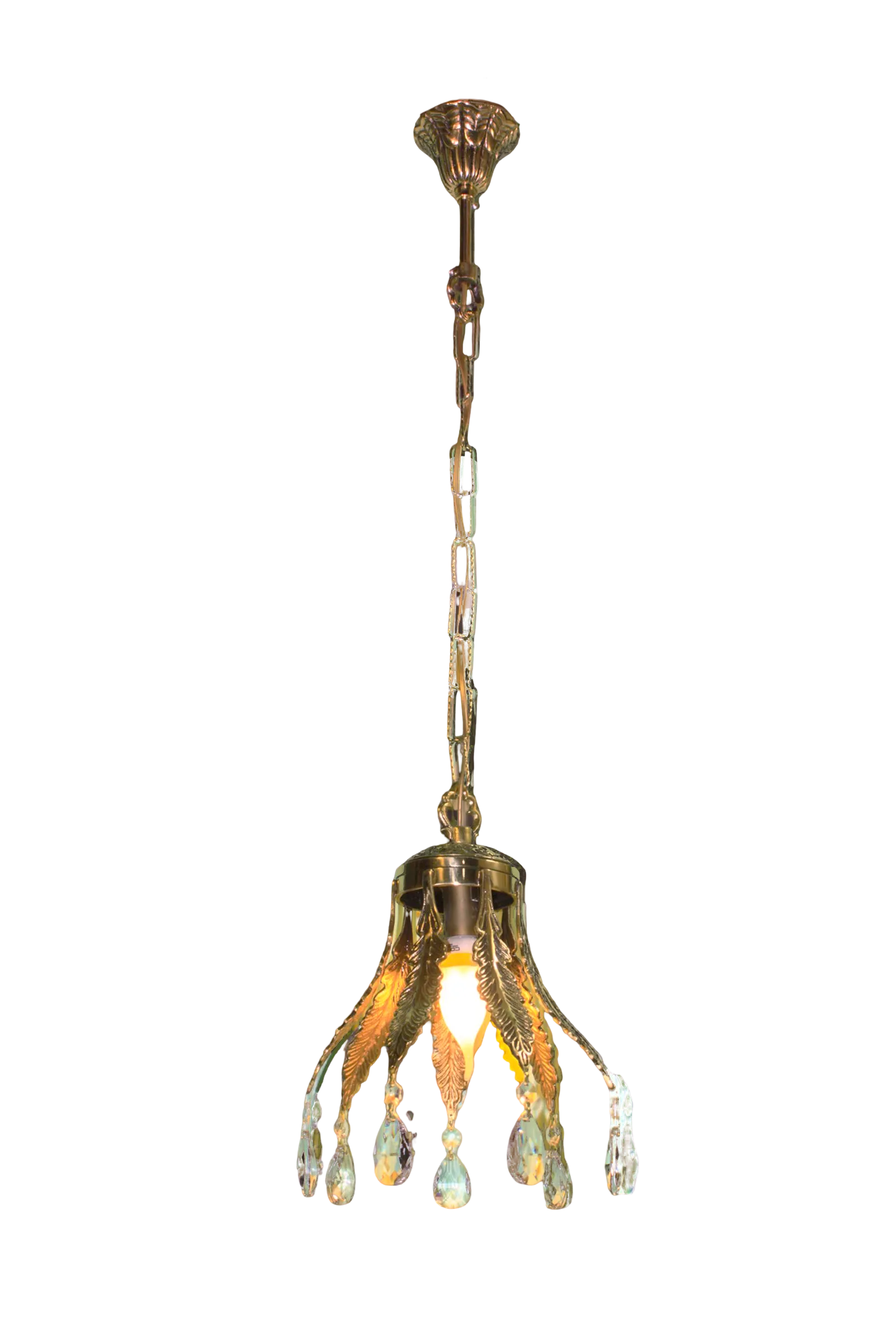 Люстра Barna арт. 01-02 из латуни со стеклом — Brass Art